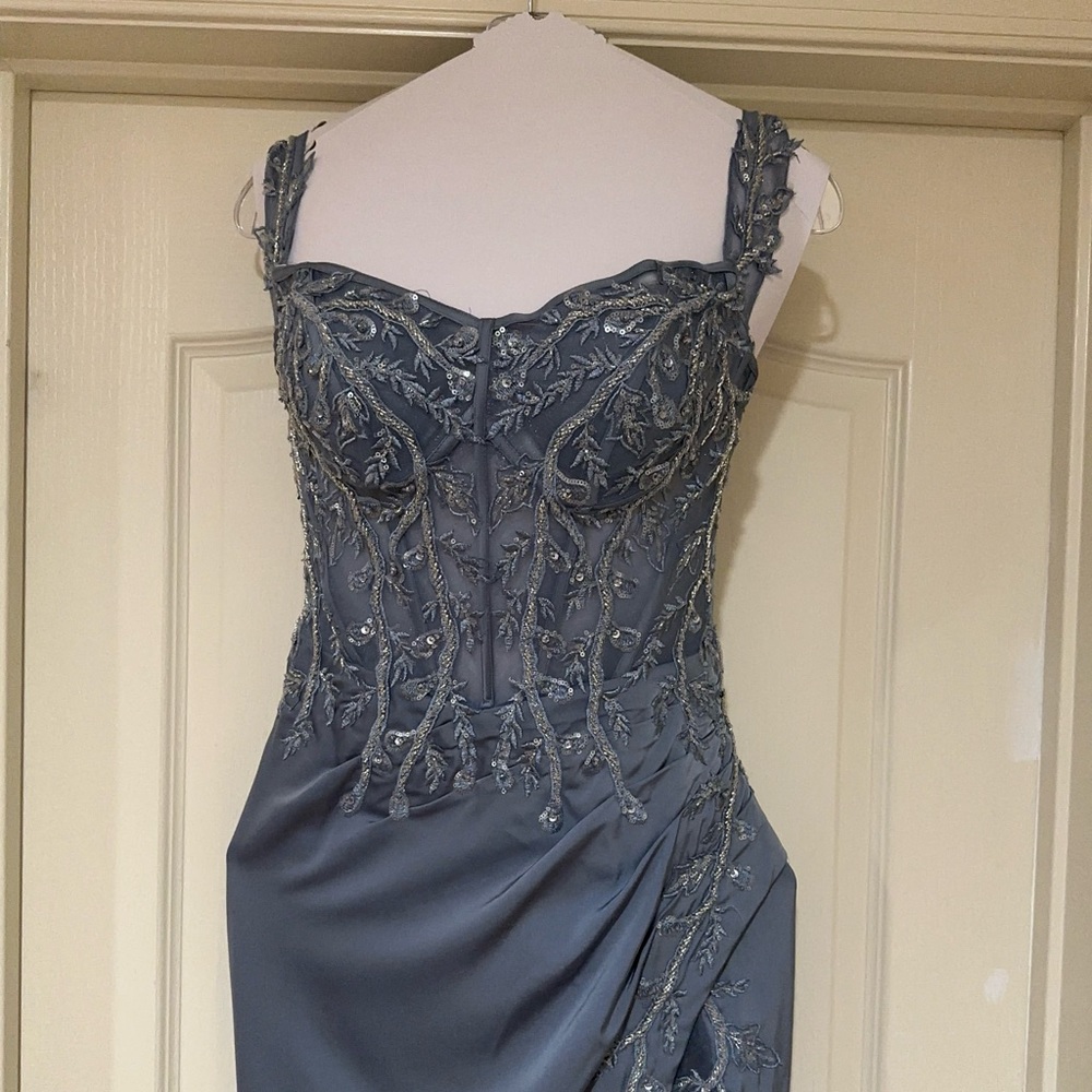Dusty Blue Colored Prom Dress